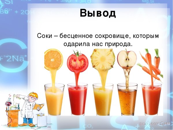 Презентация на тему свежевыжатые соки