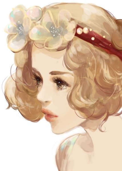 Девушка с кудрями арт