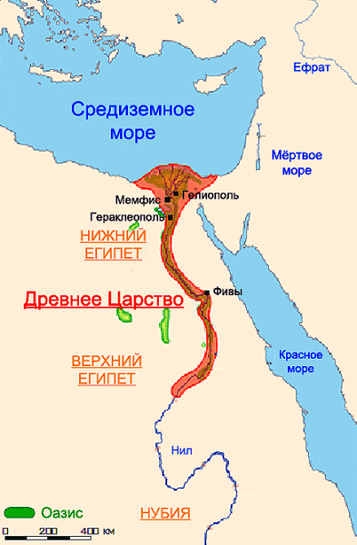 Столицы древнего царства Египта на карте