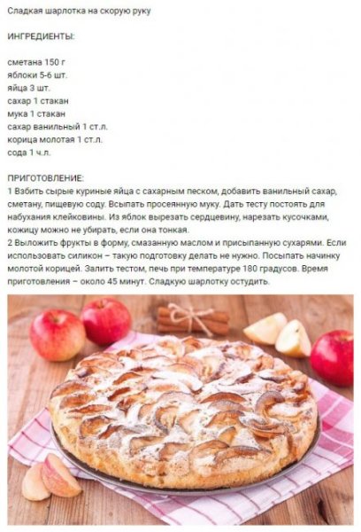 Рецепт шарлотки рисунок