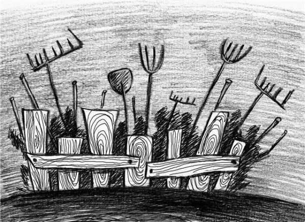 Крестьяне с вилами рисунок