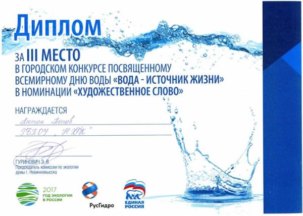 Вода в дипломе