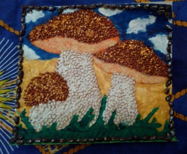 Аппликация с крупой в детском саду