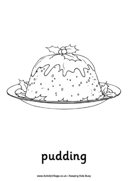 Рождественский пудинг раскраска