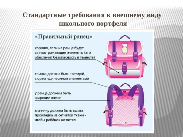 Требования к портфелю первоклассника