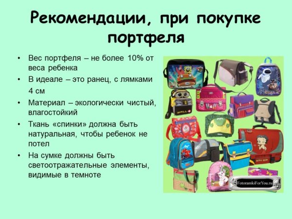 История школьного портфеля