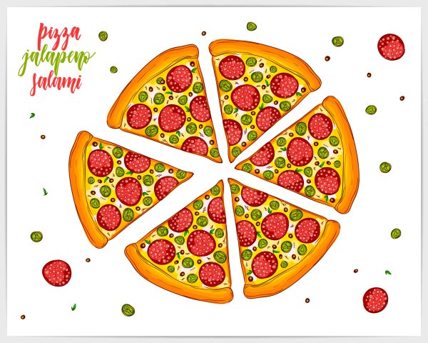 Квадратная пицца вектор