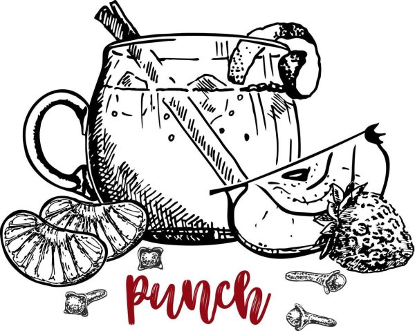 Новогодний рисунок напиток пунш