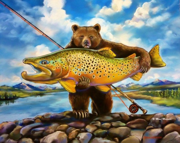 Крупная рыба на рыбалке рисунок