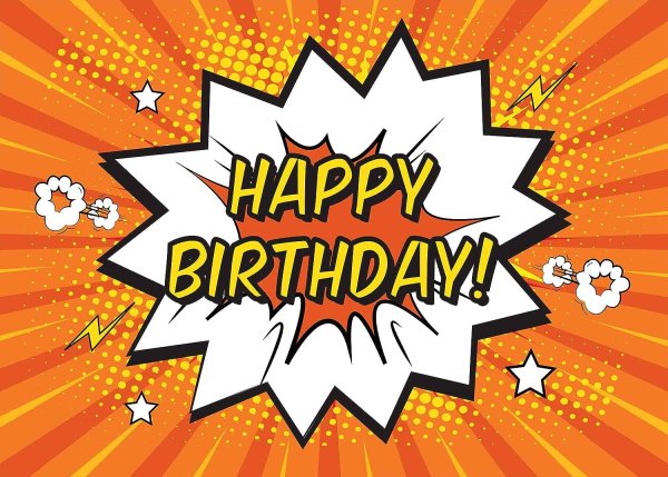 Happy Birthday надпись в стиле комиксов