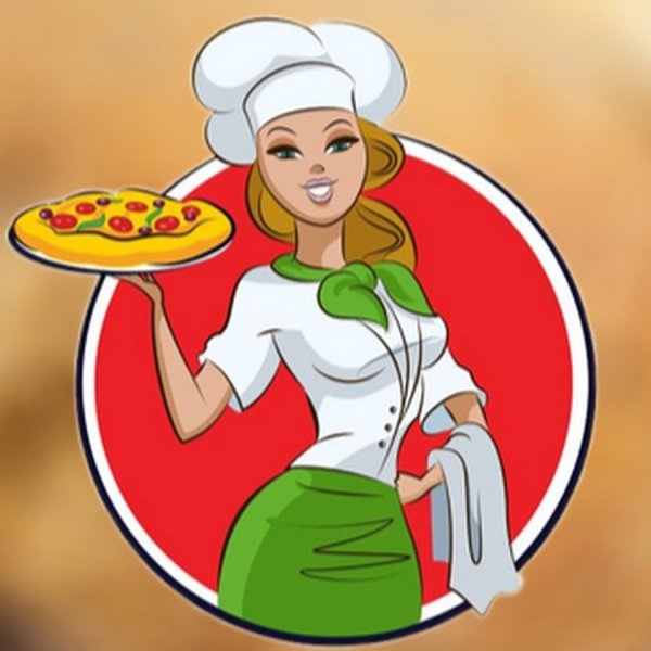 Девушка повар с пиццей