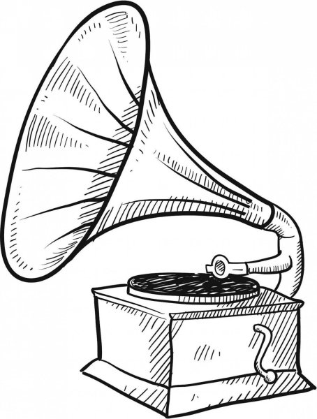 Патефон раскраска для детей