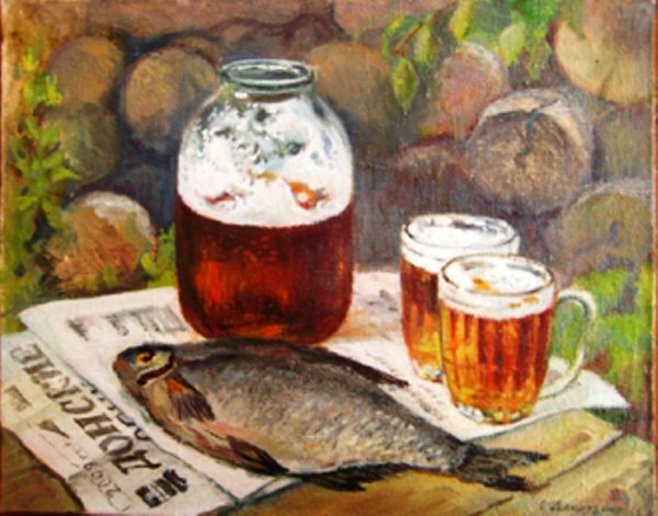 Натюрморт вобла пиво