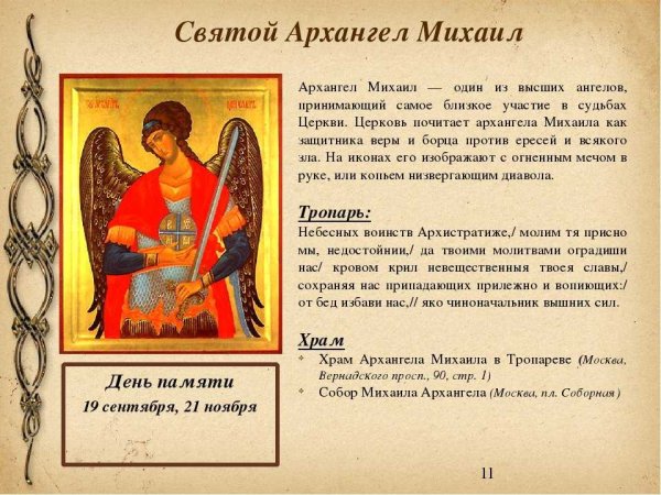 Архангел Михаил икона Тропарь