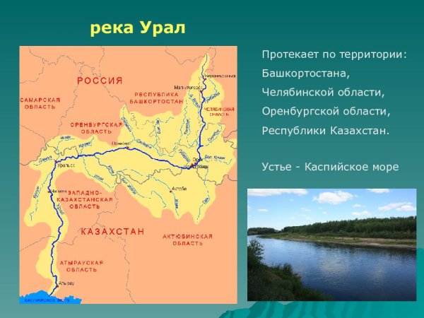 Река Урал на карте России Исток