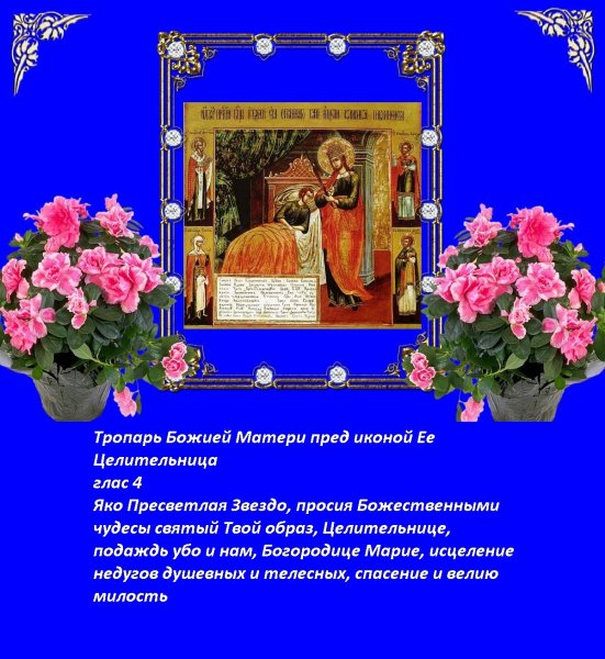 Икона Богородицы целительница Тропарь