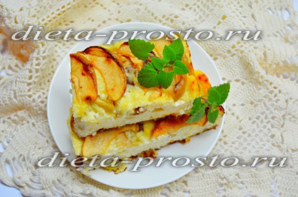 Творожная запеканка с яблочной прослойкой