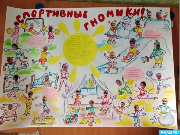 Плакат про спорт в детский сад