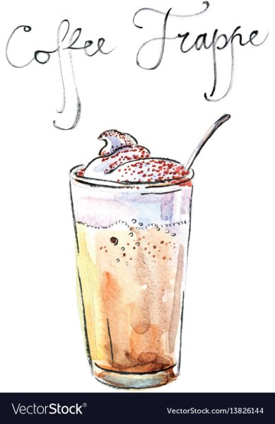 Акварельный скетч напитки кофе