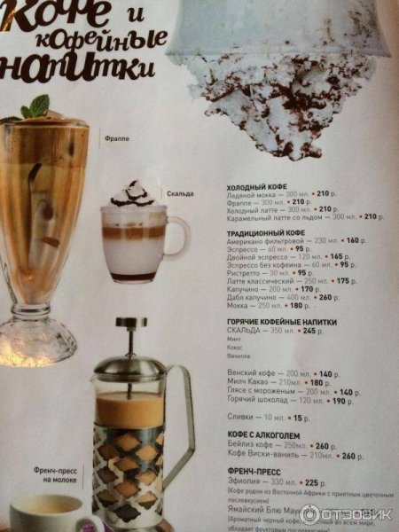Фраппе кофе состав