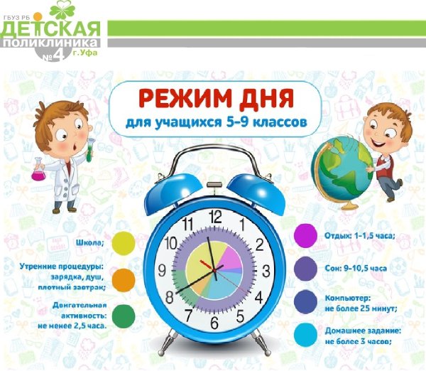 Режим дня ребёнка школьника
