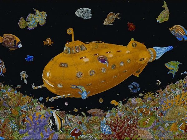 Желтая подводная лодка рисунок