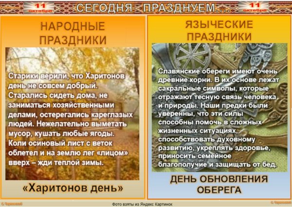 11 Октября народный календарь
