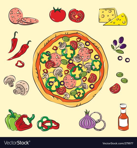 Ингредиенты для пиццы иллюстрация