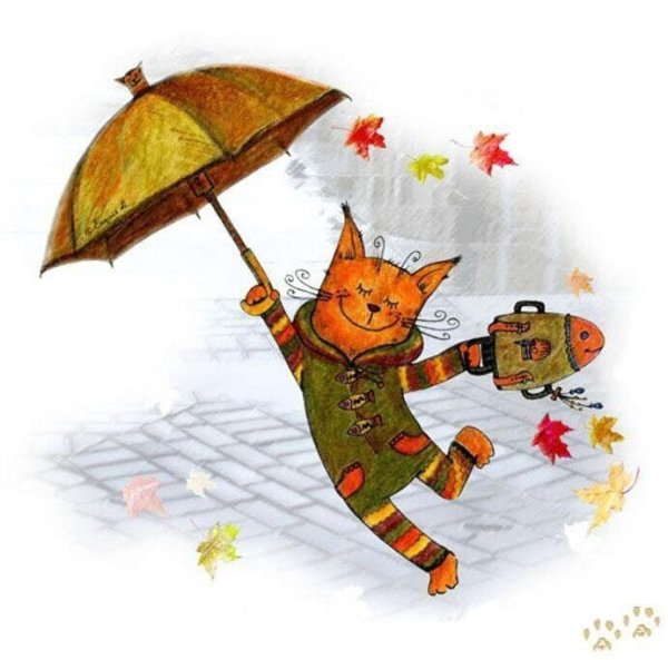 Кот с зонтиком