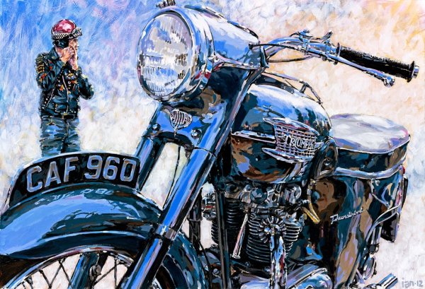 Картина маслом мотоцикл