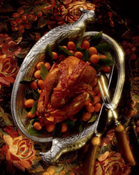 Жареный фазан на вертеле