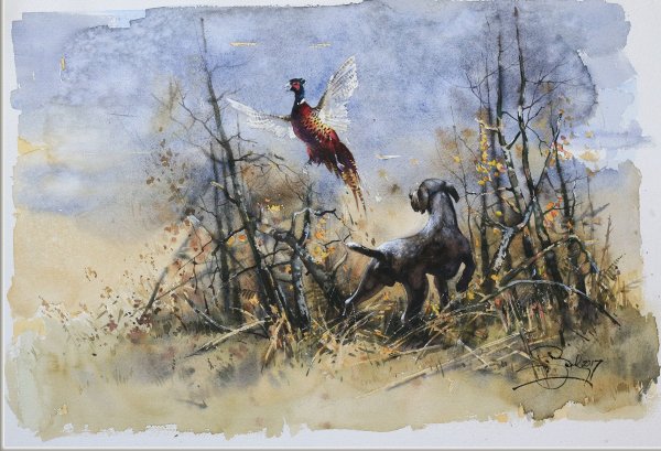 Охота акварель