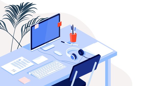 Рабочее место на прозрачном фоне