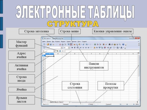 Структура электронной таблицы excel