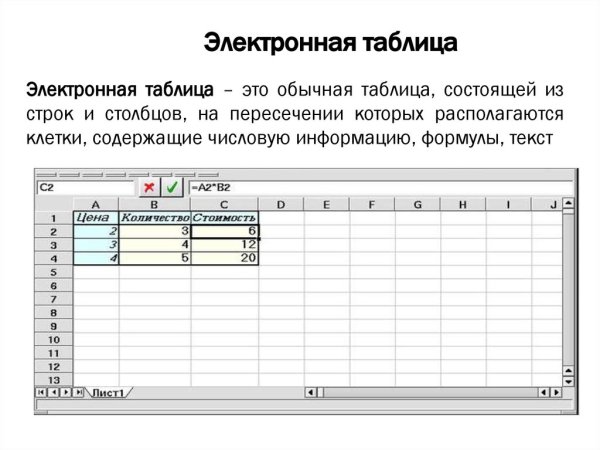 Электронная таблица MS excel