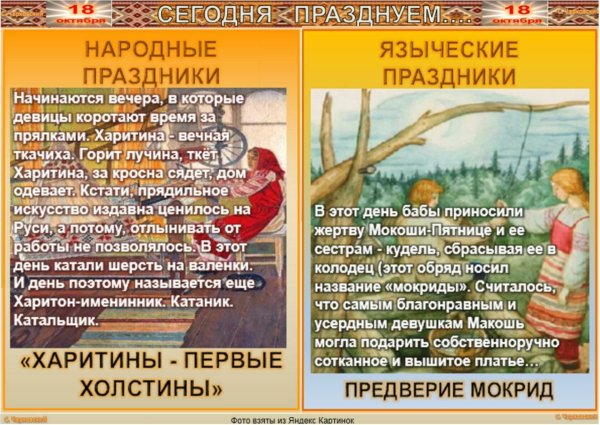 Харитины – первые холстины (народный праздник).