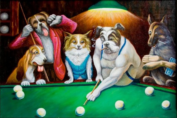 Кассиус Кулидж собаки бильярд