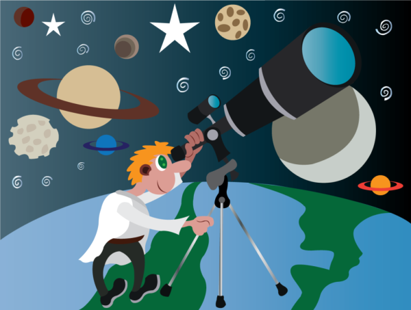 Звездочет с телескопом