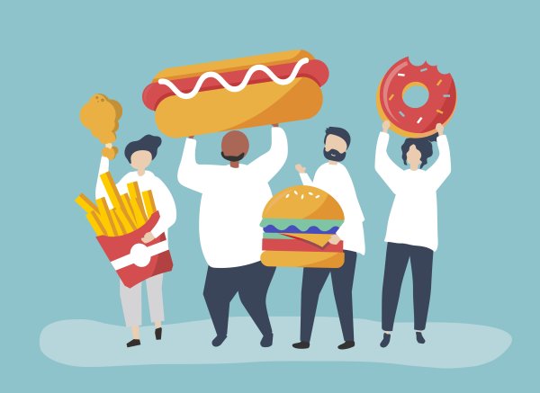 Человек кушает вектор