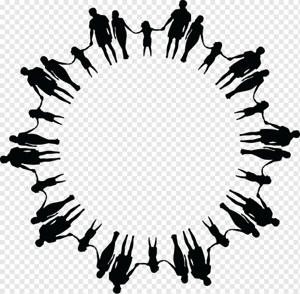 Силуэт людей держащихся за руки