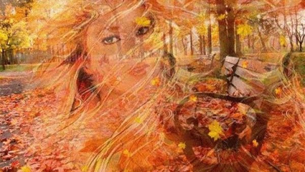 Осенний листопад и девушка