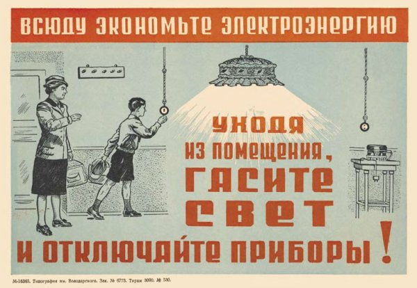 Советские плакаты про экономию электричества