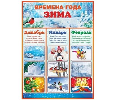 Плакат времена года зима
