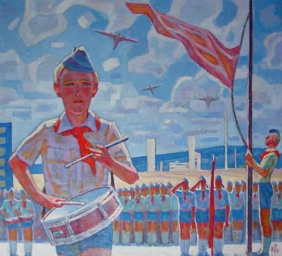 Пионер барабанщик Советская живопись