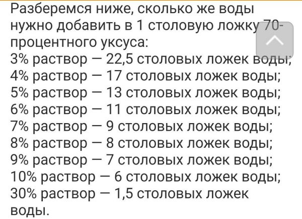 Как разбавить уксусную кислоту 70 процентов до 9 процентного уксуса
