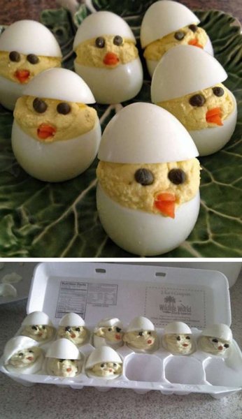 Новогоднее украшение фаршированных яиц