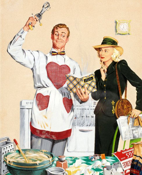 Мужчина на кухне карикатура