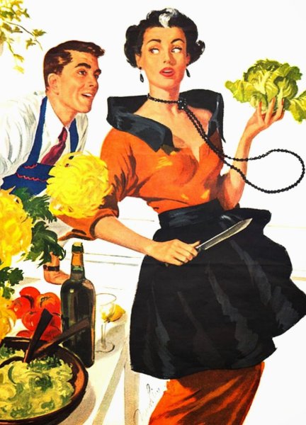 Иллюстрации в стиле ретро домохозяйка