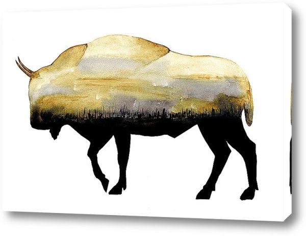 Бизон рисунок поталью