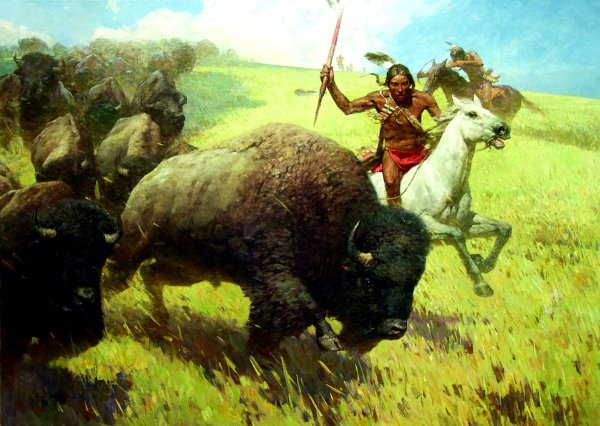 Древние индейцы-охота на бизонов